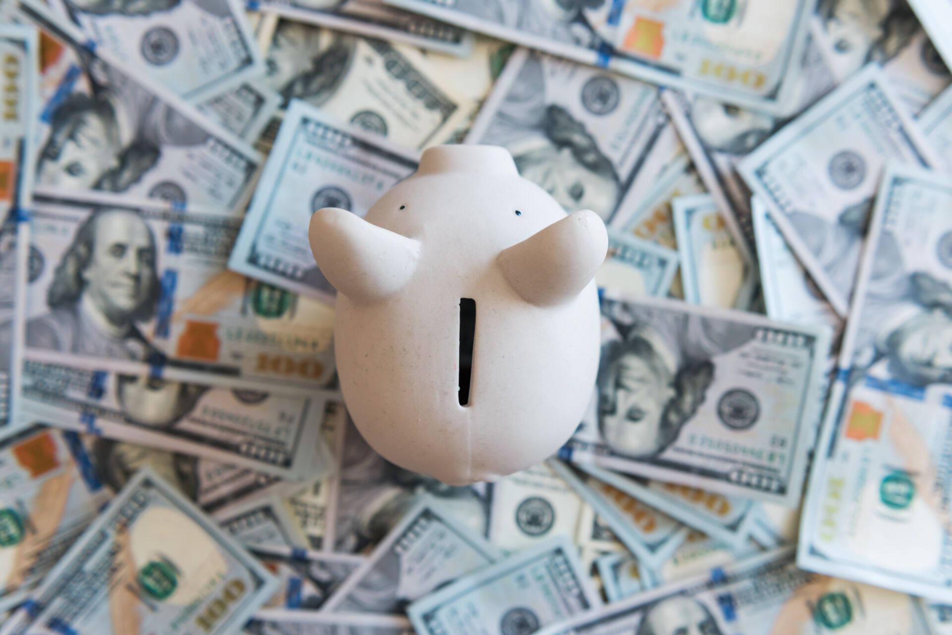 pig money box and cash